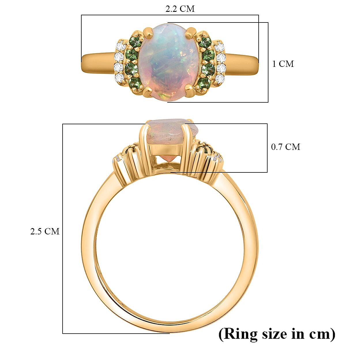 D'Joy Ethiopian Opal, Tsavorite Garnet &amp; White Zircon Ring in 18K Yellow Gold Plated Sterling Silver 1.32 Ct. 8272893 5
