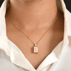 Biggest Size- Faceted Ethiopian Opal & White Diamond & Yellow Diamond Pendant with Chain (Size 20) in 18K Vermeil Yellow Gold Plated Sterling Silver 2.50 Ct.