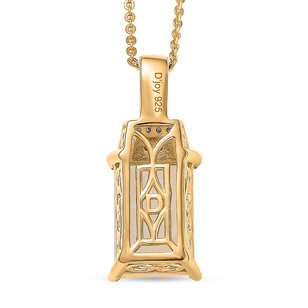 Biggest Size- Faceted Ethiopian Opal & White Diamond & Yellow Diamond Pendant with Chain (Size 20) in 18K Vermeil Yellow Gold Plated Sterling Silver 2.50 Ct.