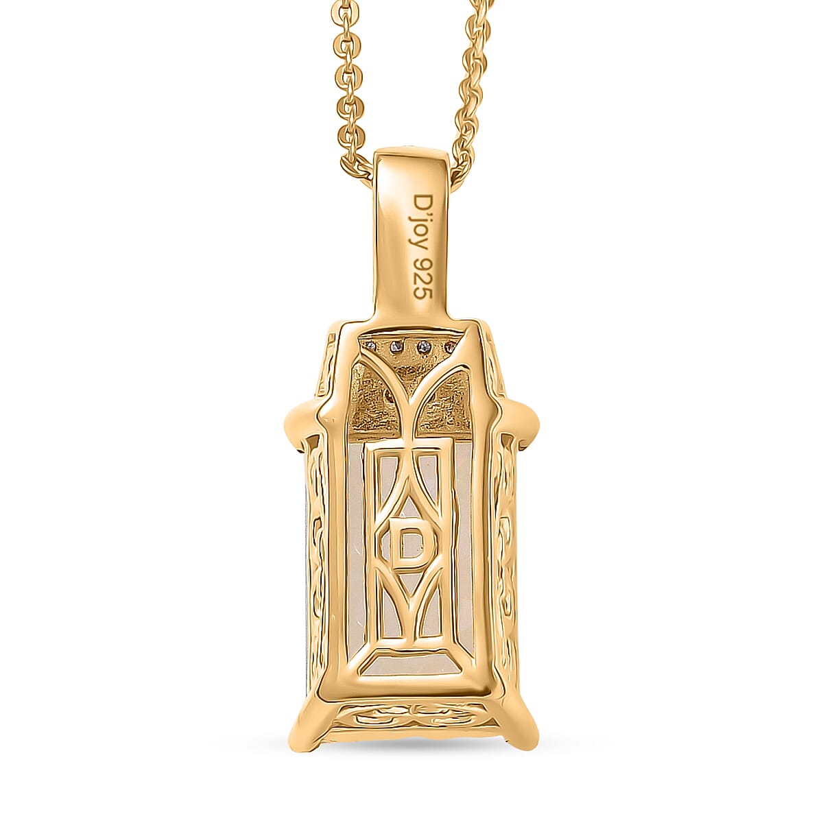 Biggest Size- Ethiopian Opal &amp; White Diamond &amp; Yellow Diamond Pendant with Chain (Size 20) in 18K Vermeil Yellow Gold Plated Sterling Silver 2.50 Ct. V32575547 5
