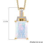Biggest Size- Faceted Ethiopian Opal & White Diamond & Yellow Diamond Pendant with Chain (Size 20) in 18K Vermeil Yellow Gold Plated Sterling Silver 2.50 Ct.