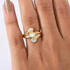 D'Joy Ethiopian Opal, White Zircon 3 Stone Ring in 18K YG VermeilSterling Silver  0.770  Ct.