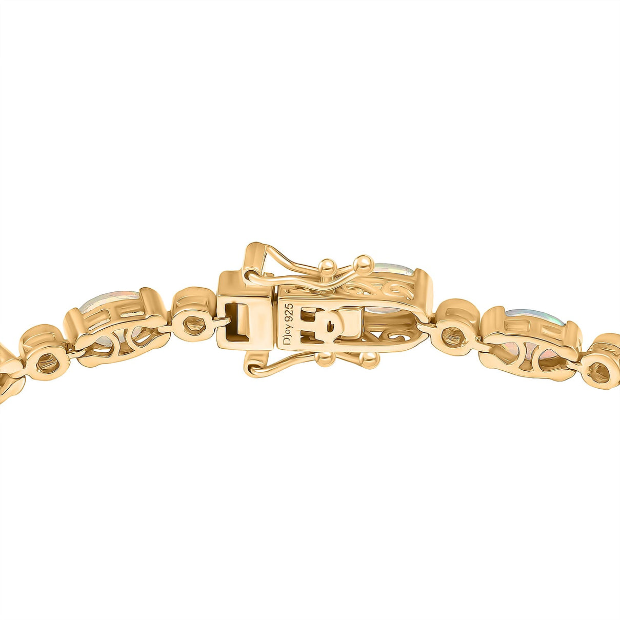 D'Joy Ethiopian Opal &amp; White Zircon Cluster Bracelet (Size 7) with GB Lock Box in 18K Vermeil Yellow Gold Plated Sterling Silver 5.38 Ct, Silver Wt. 8.80 Gms. 8278798 4