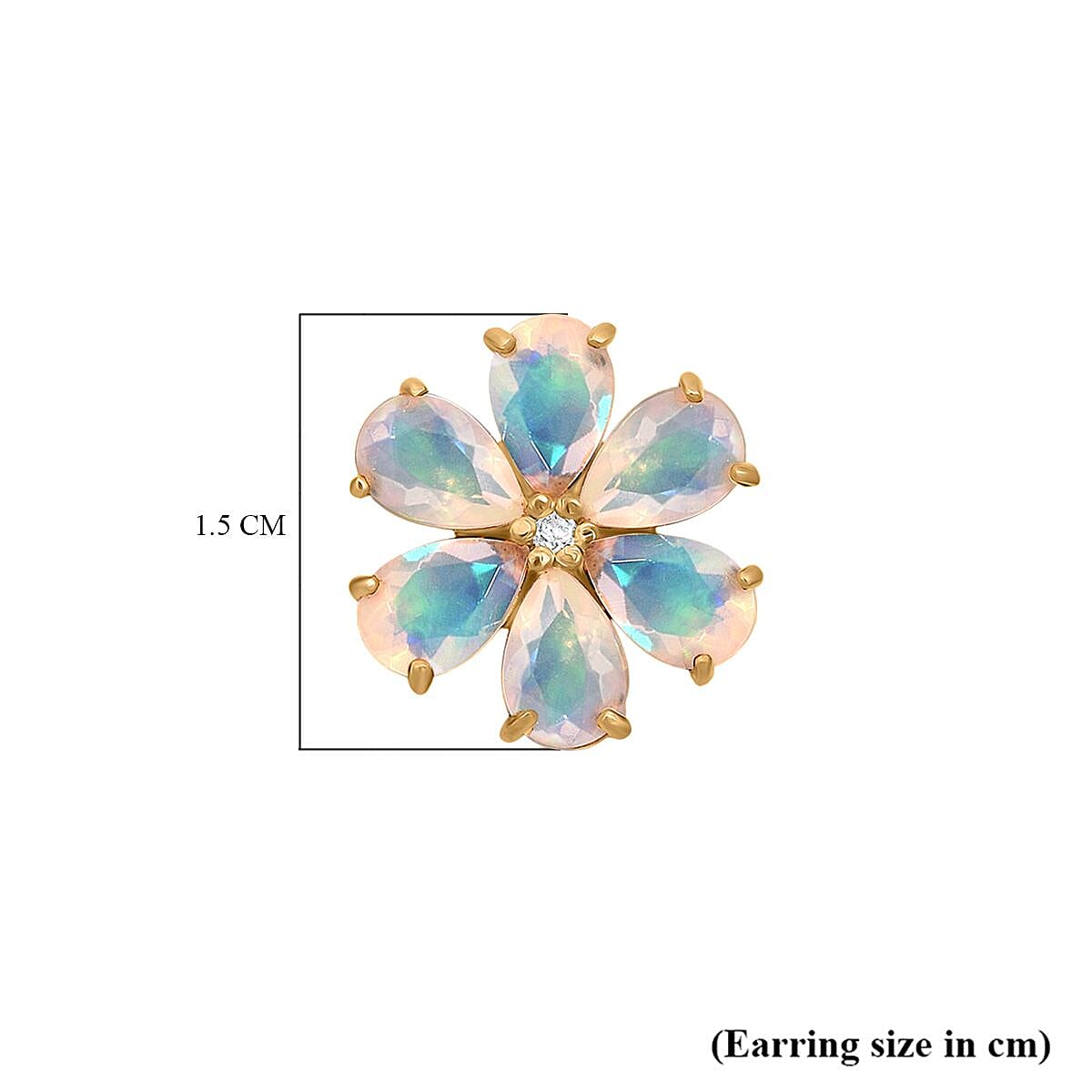 D'Joy Ethiopian Opal &amp; White Zircon Earring with Push Back in 18K Yellow Gold Plating Sterling Silver 2.86 Ct. 8273342 5