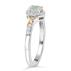 D'Joy Faceted Ethiopian Opal & White Zircon Ring in Platinum Overlay & Yellow Gold Plated Sterling Silver
