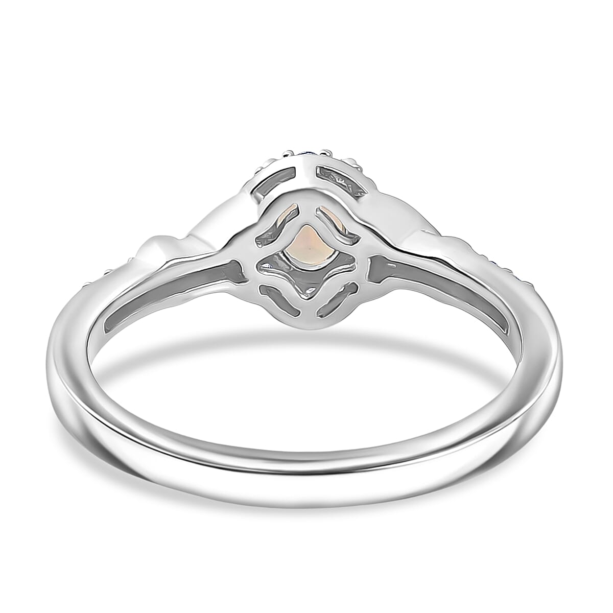 D'Joy Faceted Ethiopian Opal, White Zircon Halo Ring in Platinum Overlay &amp; Yellow Gold Plated Sterling Silver 8422594 5