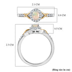 D'Joy Faceted Ethiopian Opal & White Zircon Ring in Platinum Overlay & Yellow Gold Plated Sterling Silver