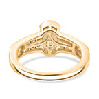 D'Joy Faceted Ethiopian Opal & White Zircon Oval Cut Halo Ring in Yellow Gold Plated Sterling Silver 1.12 Ct.