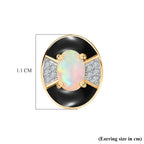 D'Joy Faceted Ethiopian Opal & White Zircon Solitaire Stud Push Post Earring in Yellow Gold Plated Sterling Silver.