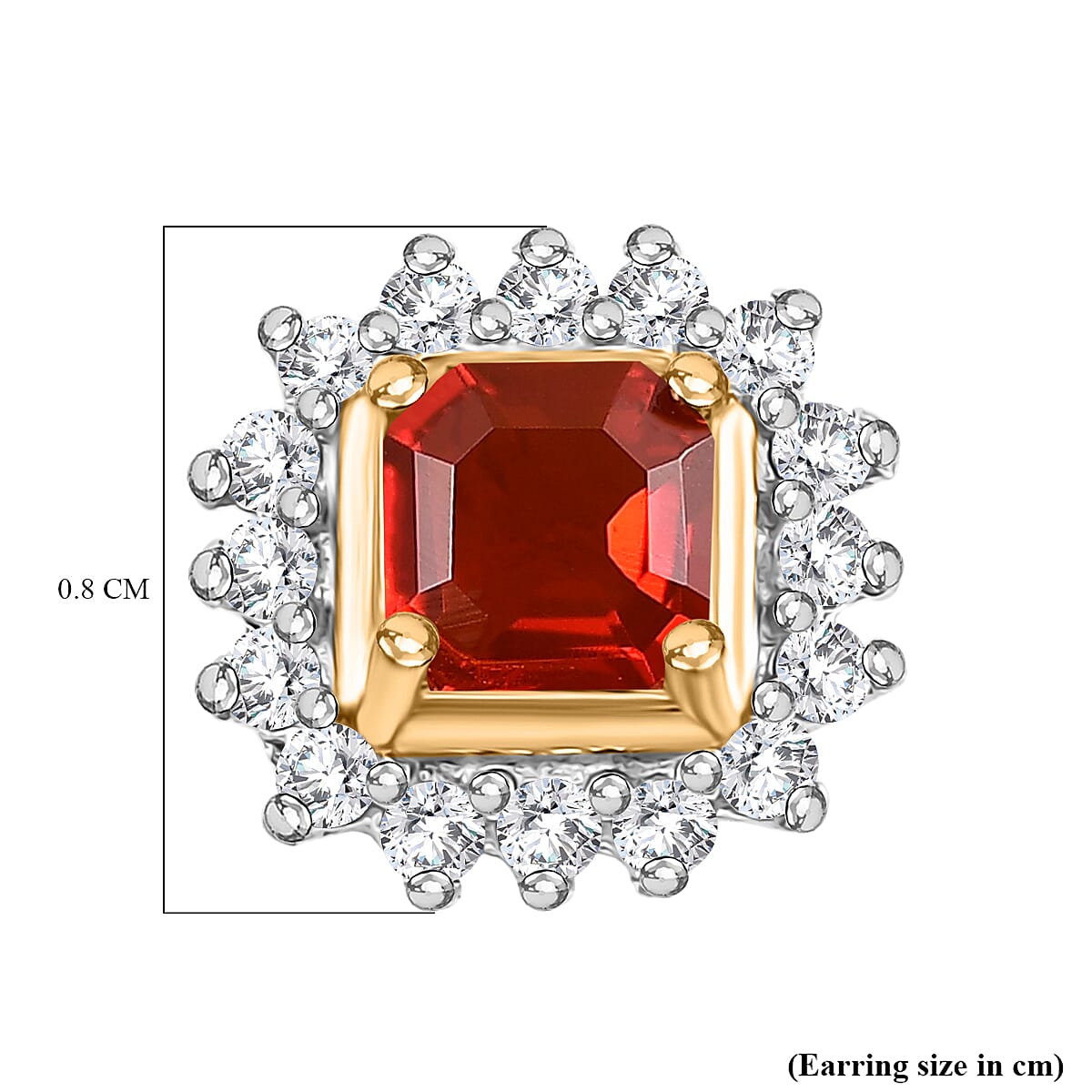 D'joy Fire Opal &amp; White Zircon Solitaire Stud Push Post Earring in 18K Yellow Gold Overlay Sterling Silver 8233187 4