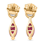 D'Joy African Ruby & Moissanite Drop Earring with Push Post in Yellow Gold Plated Sterling Silver 1.92 Ct.