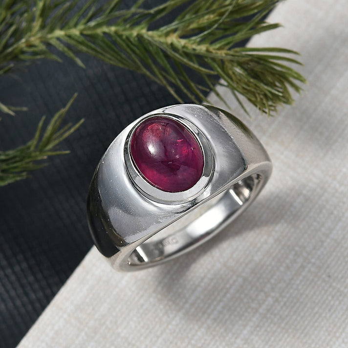 D'Joy Cabo Delgado Ruby Solitaire Ring in Rhodium Overlay Sterling Silver 3.15 Ct. 8271658 2