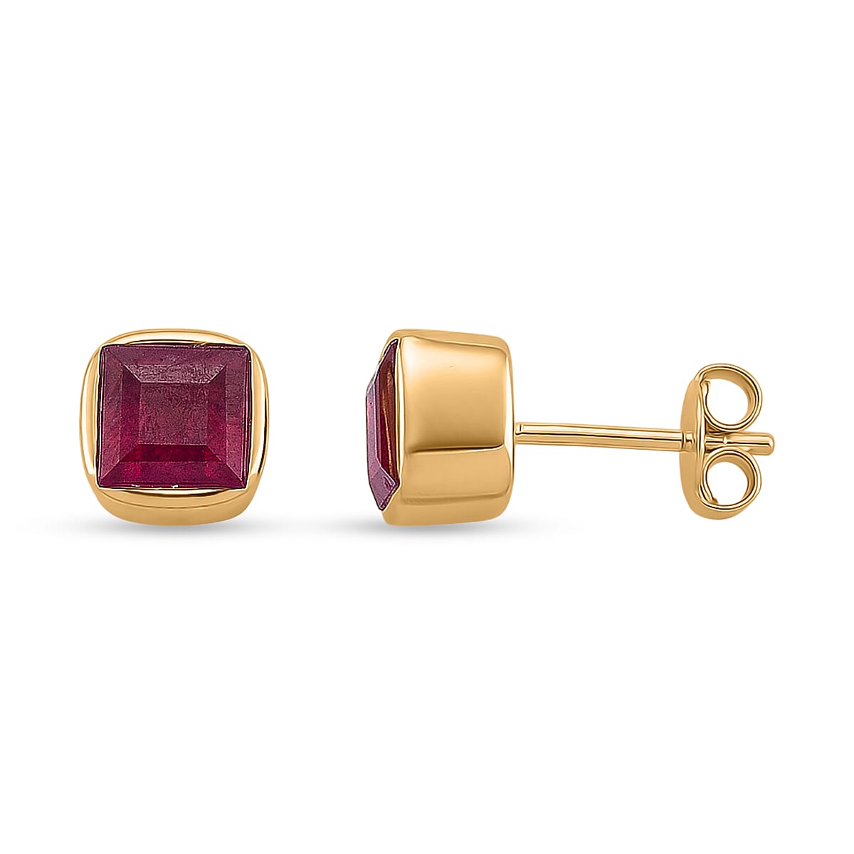 D'Joy Fissure Filled Ruby Solitaire Stud Push Post Earring in Vermeil Yellow Gold Plated Sterling Silver 3.08 Ct. 8311046 0