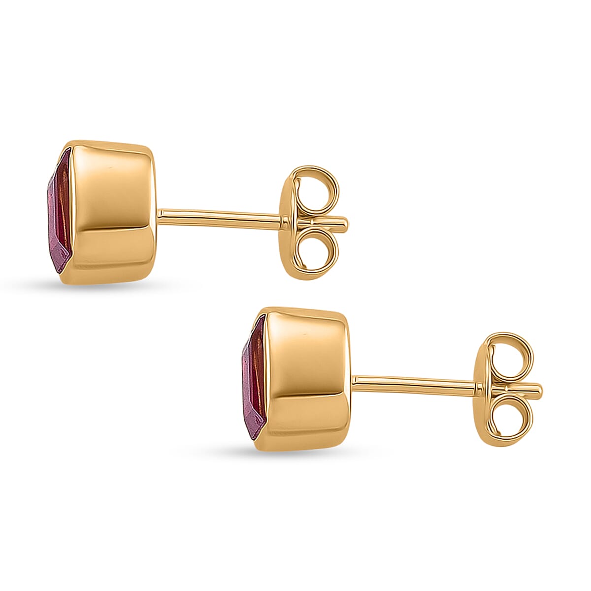 D'Joy Fissure Filled Ruby Solitaire Stud Push Post Earring in Vermeil Yellow Gold Plated Sterling Silver 3.08 Ct. 8311046 3