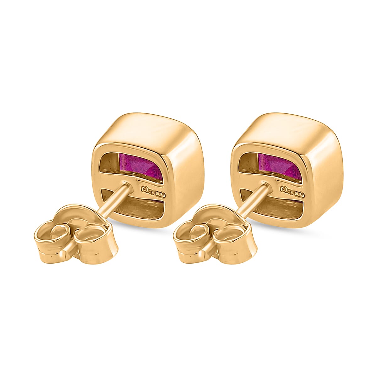 D'Joy Fissure Filled Ruby Solitaire Stud Push Post Earring in Vermeil Yellow Gold Plated Sterling Silver 3.08 Ct. 8311046 4