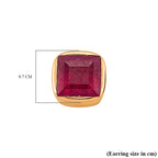 D'Joy Fissure Filled Ruby Solitaire Stud Push Post Earring in Vermeil Yellow Gold Plated Sterling Silver 3.08 Ct.