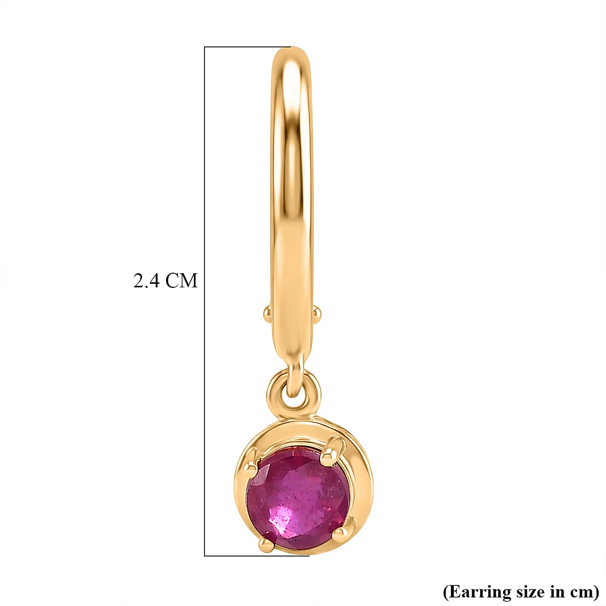 D'Joy Fissure Filled Ruby, White Zircon Dangling Hoop Earring in Yellow Gold Plated Sterling Silver 2.00 Ct. 8485214 6