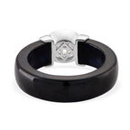 D'Joy - GRA Certified Moissanite & Dyed Black Jade Solitaire Band Ring in Rhodium Overlay Sterling Silver 29.70 Ct.