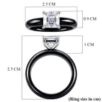 D'Joy -  Moissanite & Boots Black Jade (EN) Solitaire Band Ring in Rhodium Overlay Sterling Silver 2.00 Ct.