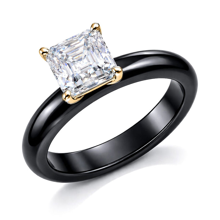 D'Joy - Moissanite &amp; Boots Black Jade (EN) Solitaire Band Ring in Yellow Gold Plated Sterling Silver 2.00 Ct. 8516532 1