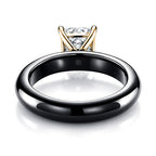 D'Joy - Moissanite & Boots Black Jade (EN) Solitaire Band Ring in Yellow Gold Plated Sterling Silver 2.00 Ct.