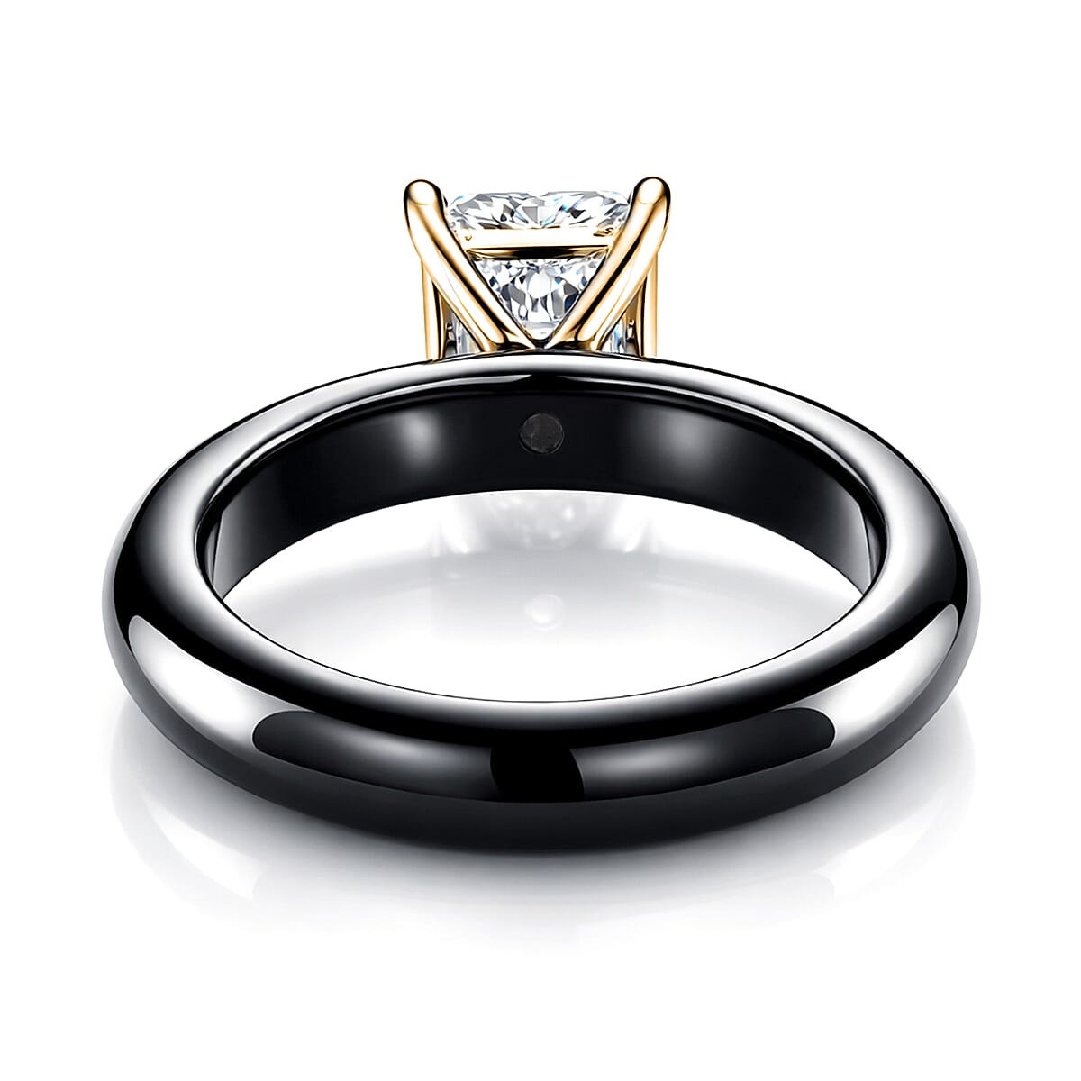 D'Joy - Moissanite &amp; Black Jade Solitaire Band Ring in Yellow Gold Plated Sterling Silver 2.00 Ct. 8516532 5