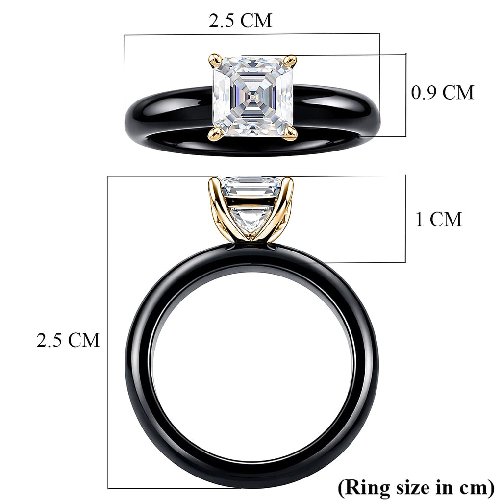 D'Joy - Moissanite & Boots Black Jade (EN) Solitaire Band Ring in Yellow Gold Plated Sterling Silver 2.00 Ct.