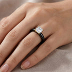 D'Joy - Moissanite & Boots Black Jade (EN) Solitaire Band Ring in Yellow Gold Plated Sterling Silver 2.00 Ct.