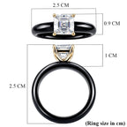 D'Joy - Moissanite & Boots Black Jade (EN) Solitaire Band Ring in Yellow Gold Plated Sterling Silver 2.00 Ct.