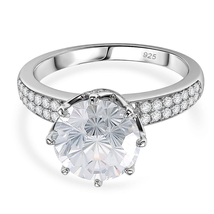 D'Joy GRA Certified Moissanite (VVS-D) Solitaire Ring in Rhodium Overlay Sterling Silver 3.00 Ct. 8531666 1
