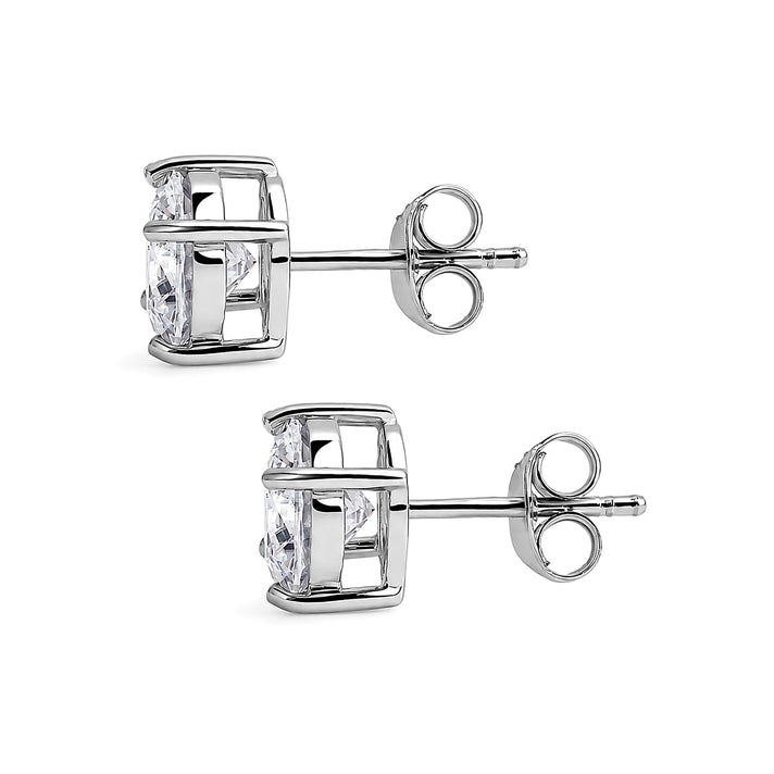 D'Joy - GRA Certified Moissanite Solitaire Stud Earring with Push Back in Rhodium Overlay Sterling Silver 3.80 Ct. 8661804 2