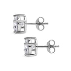 D'Joy - GRA Certified Moissanite Solitaire Stud Earring with Push Back in Rhodium Overlay Sterling Silver 3.80 Ct.