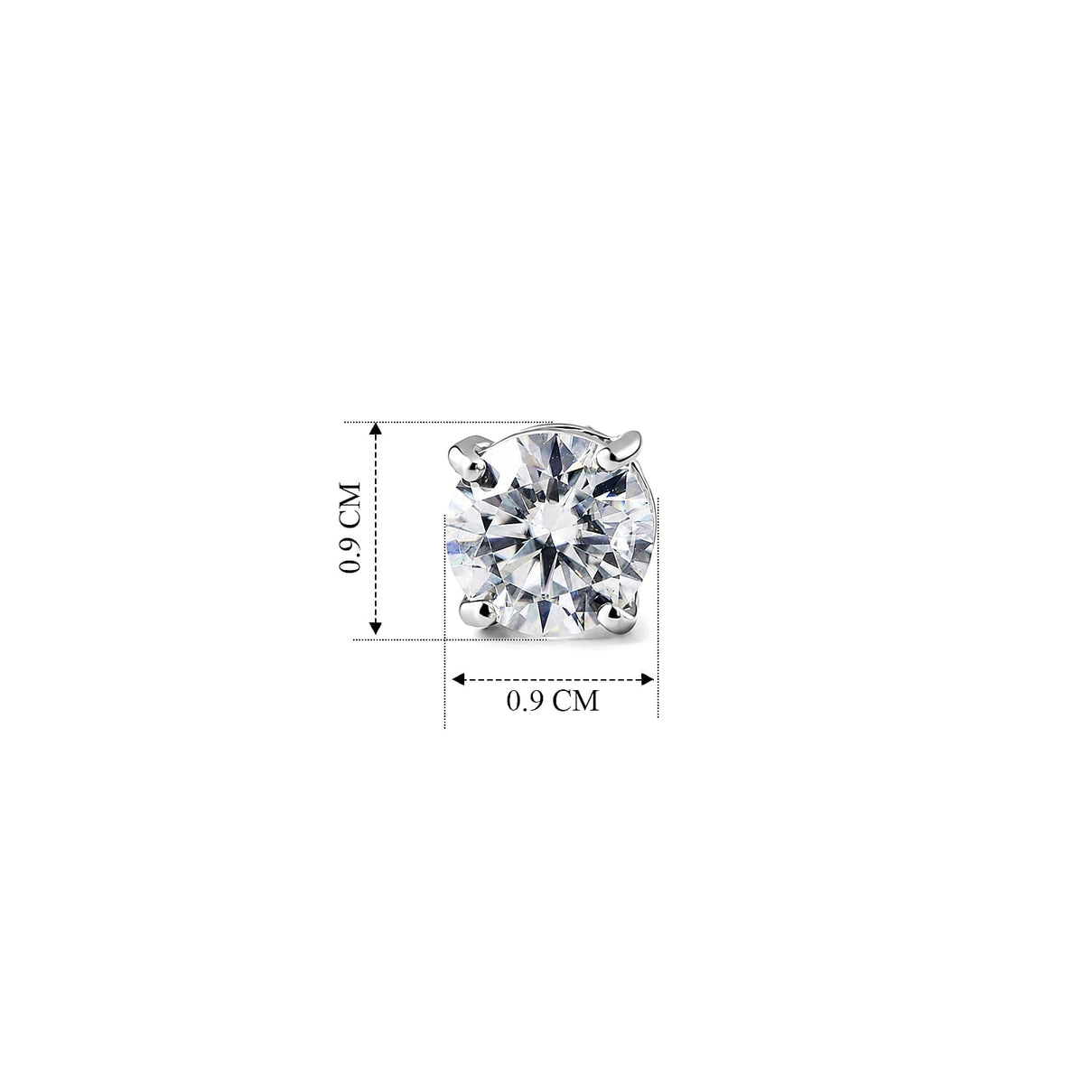 D'Joy - GRA Certified Moissanite Solitaire Stud Earring with Push Back in Rhodium Overlay Sterling Silver 3.80 Ct. V32513908 4