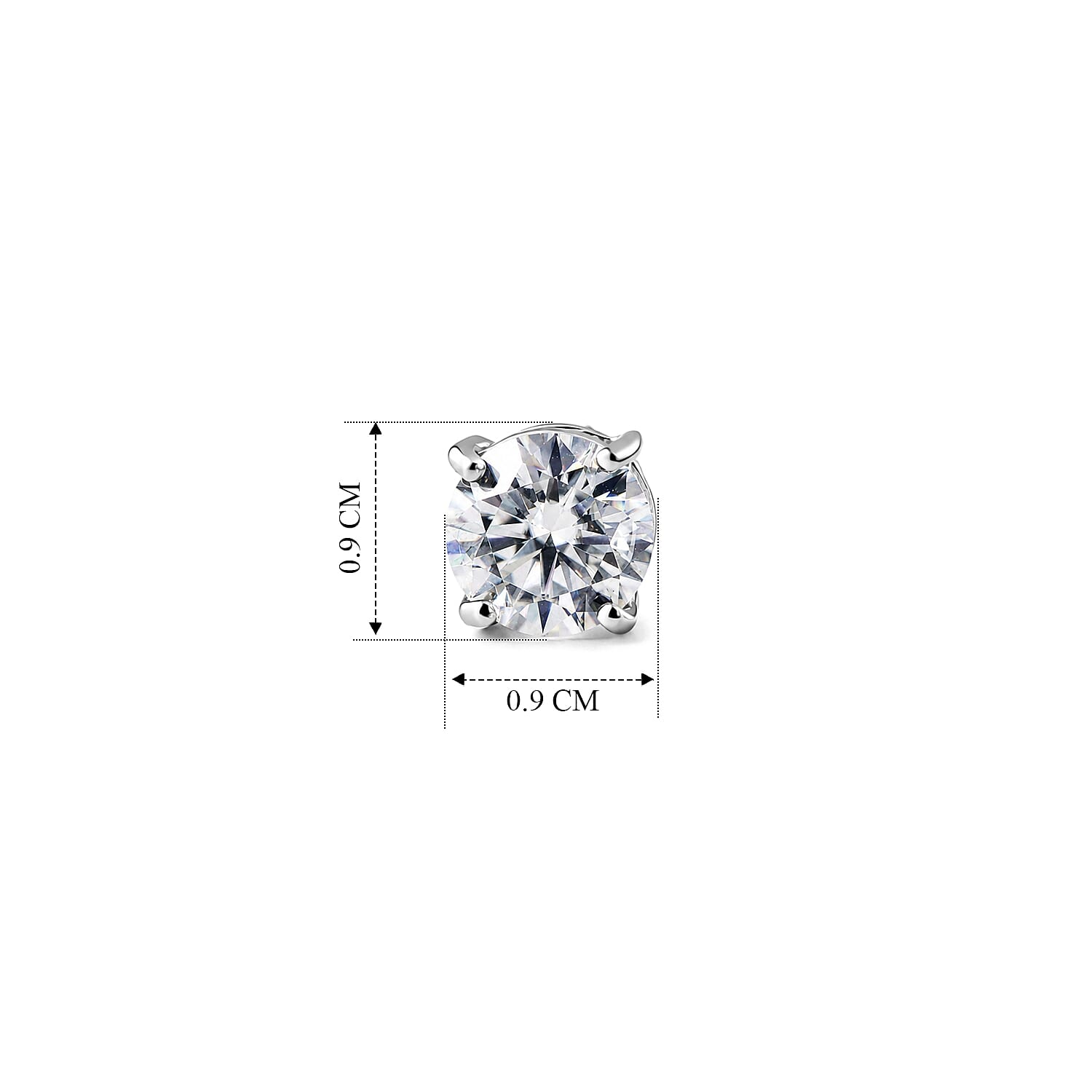 D'Joy - GRA Certified Moissanite Solitaire Stud Earring with Push Back in Rhodium Overlay Sterling Silver 3.80 Ct. V32513908 4