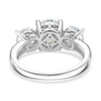 D'Joy - GRA Certified Moissanite ( VS-D-E) Trilogy Ring in Rhodium Overlay Sterling Silver 3.52 Ct.