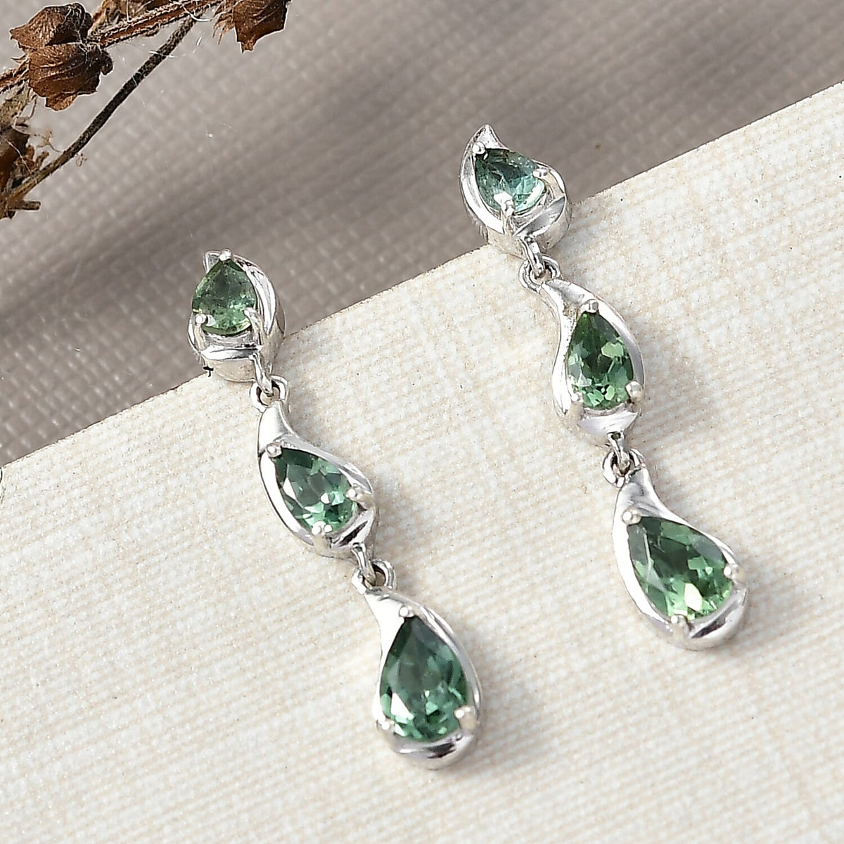 D'Joy Green Apatite Dangling Earring in Platinum Overlay Sterling Silver 1.66 Ct. 8288520 2