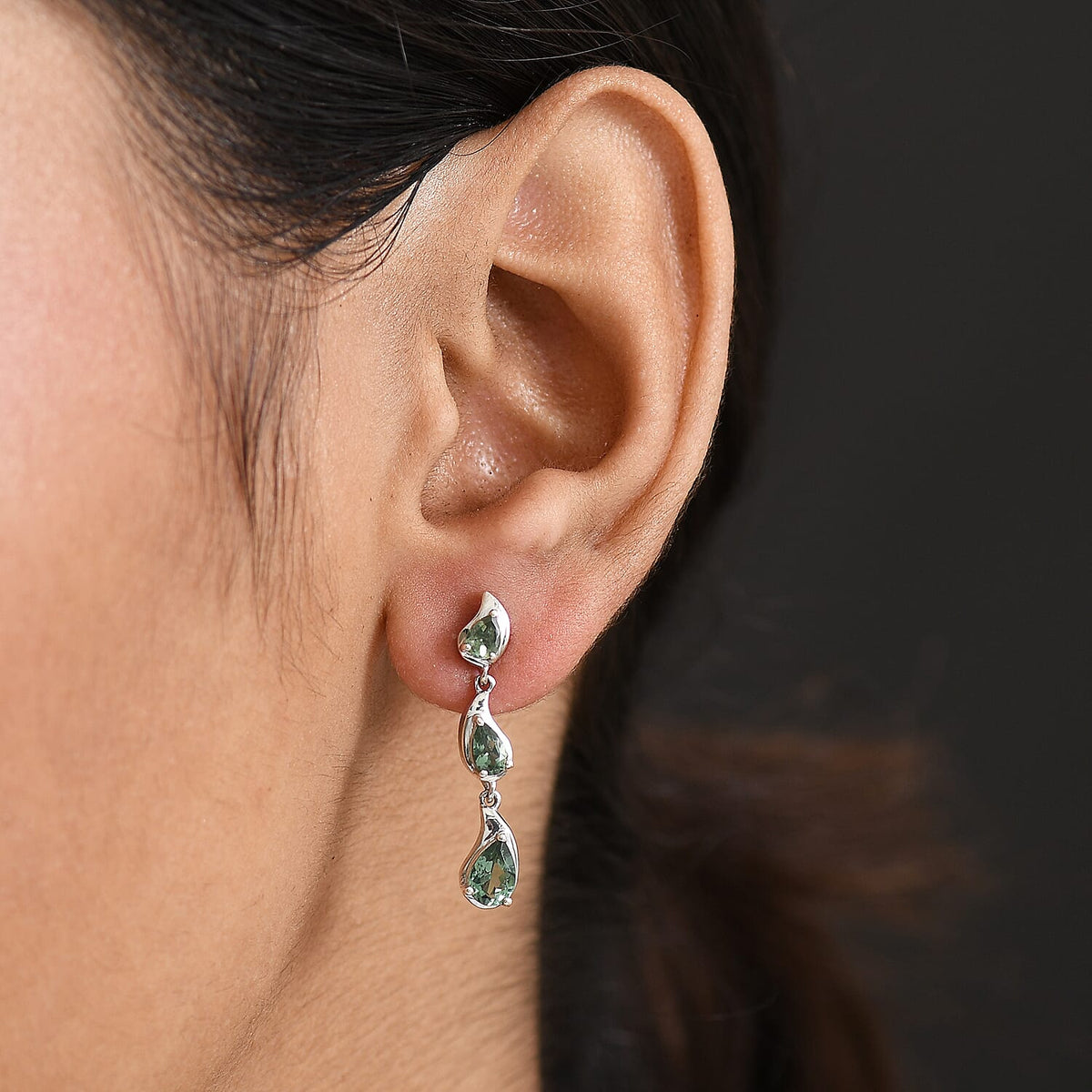 D'Joy Green Apatite Dangling Earring in Platinum Overlay Sterling Silver 1.66 Ct. 8288520 3