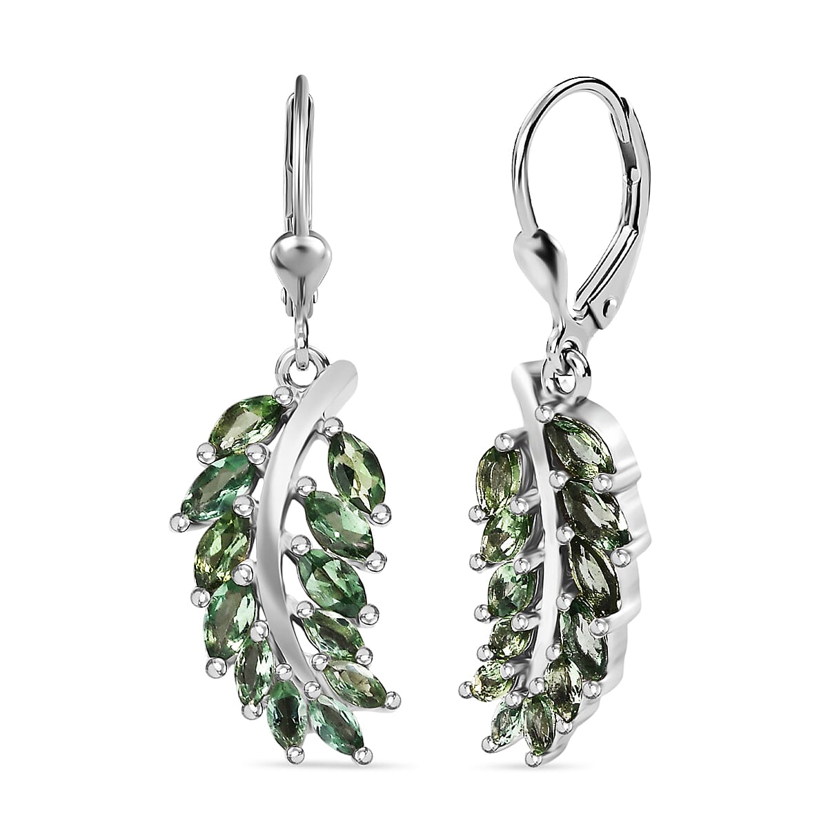 D'Joy Natural Tanzanian Green Apatite Earring in Platinum Overlay Sterling Silver 3.21 Ct. 8288501 0
