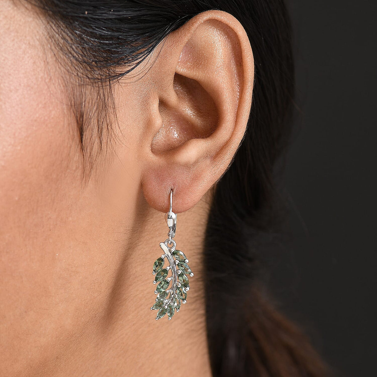 D'Joy Natural Tanzanian Green Apatite Earring in Platinum Overlay Sterling Silver 3.21 Ct. 8288501 3