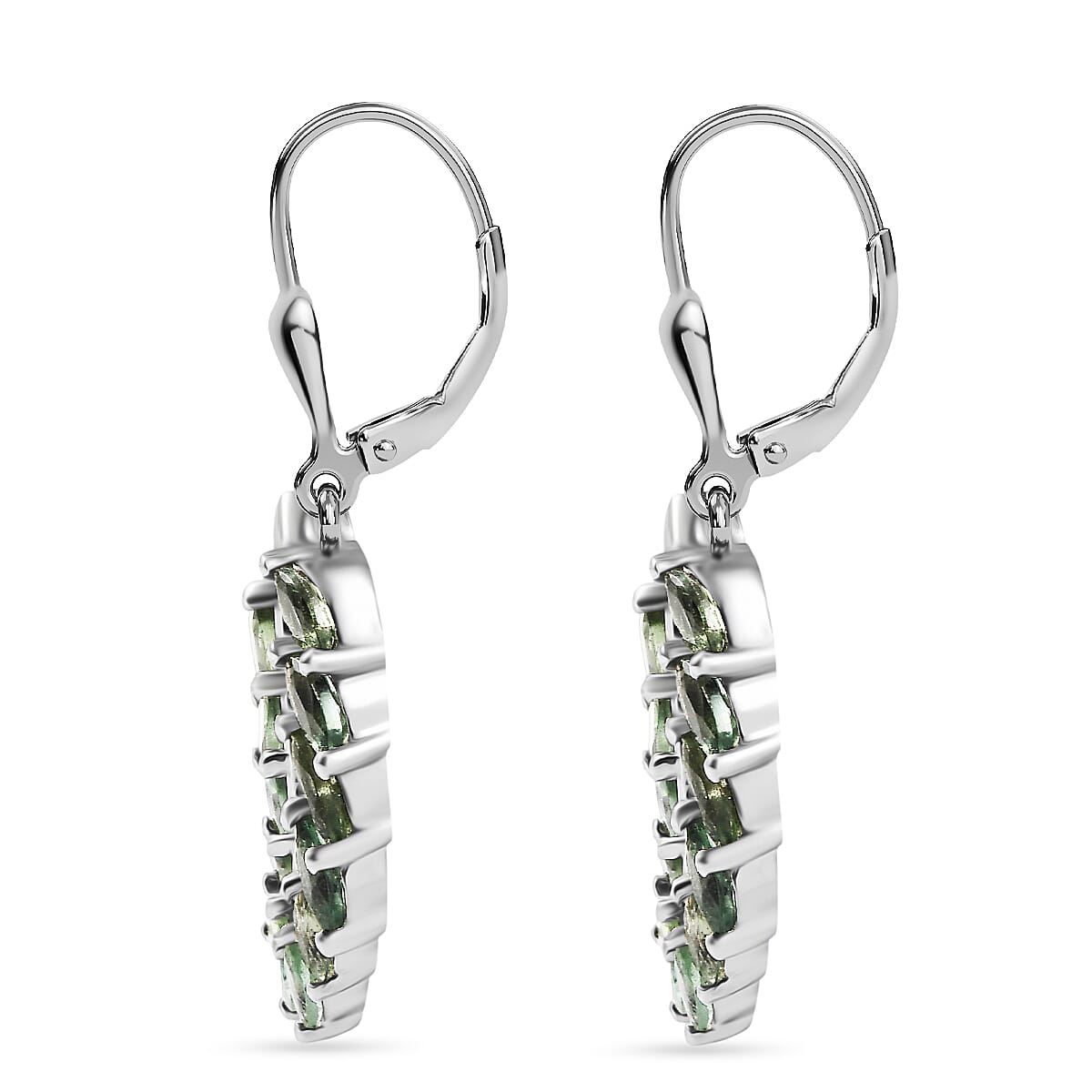 D'Joy Natural Tanzanian Green Apatite Earring in Platinum Overlay Sterling Silver 3.21 Ct. 8288501 4