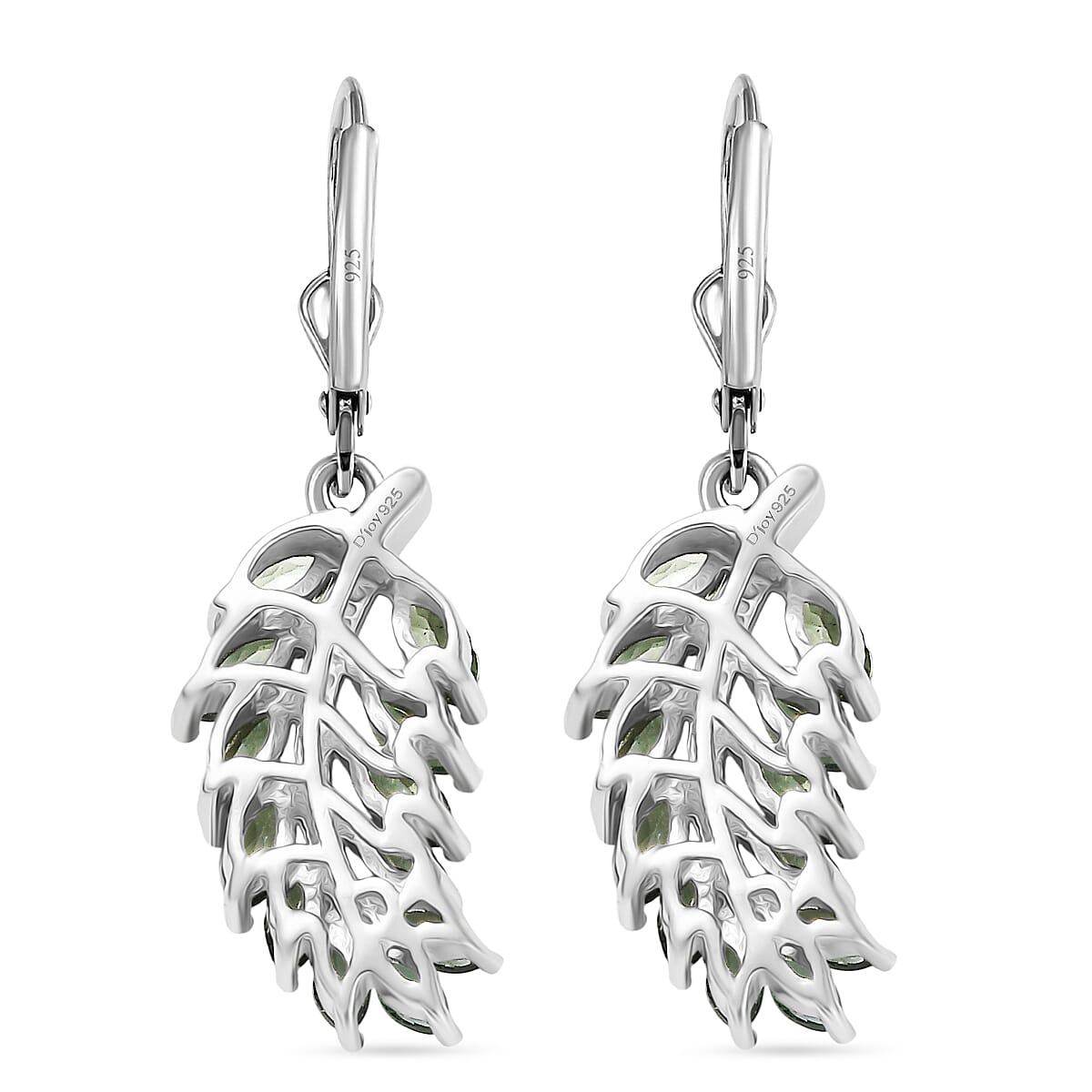 D'Joy Natural Tanzanian Green Apatite Earring in Platinum Overlay Sterling Silver 3.21 Ct. 8288501 5