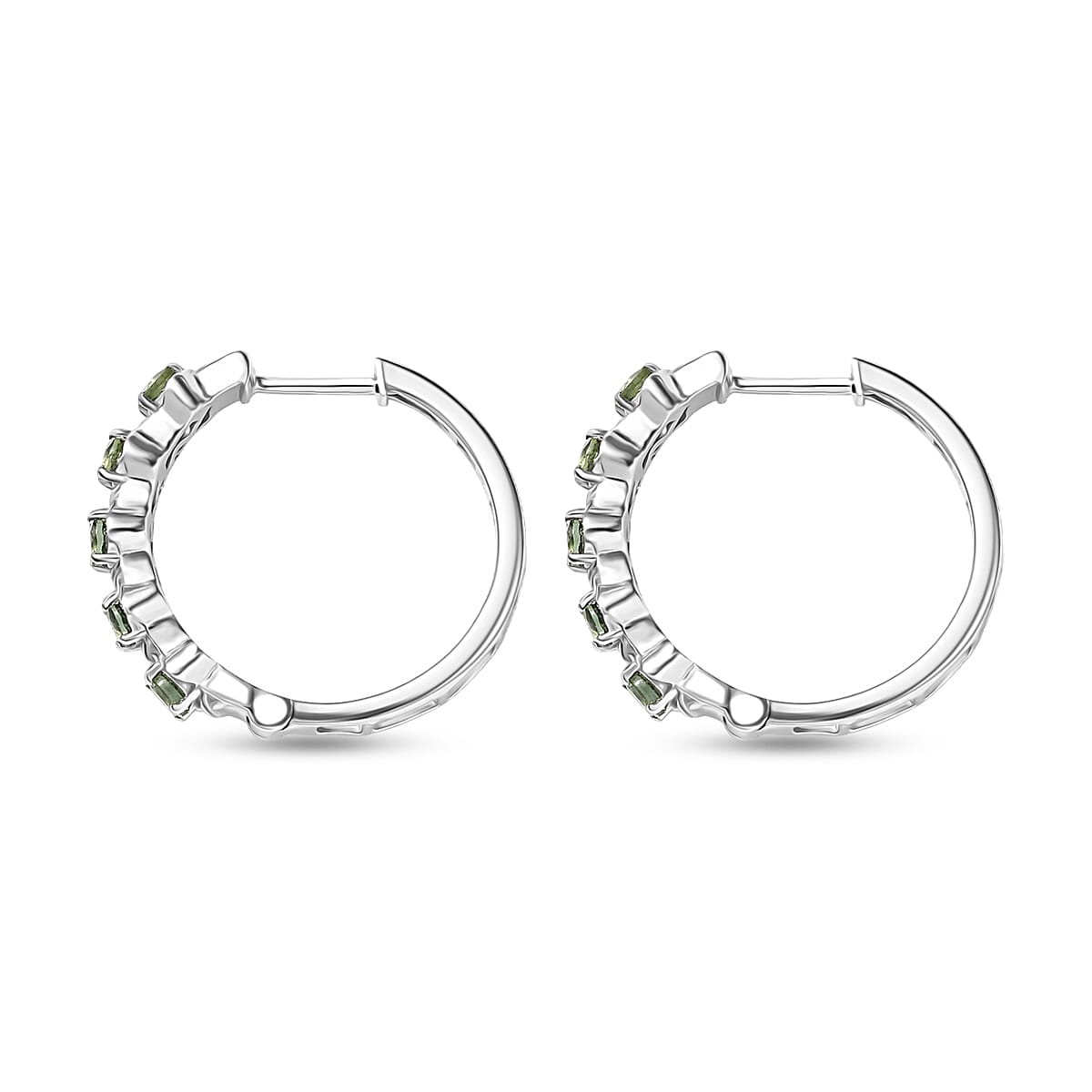 D'Joy Natural Tanzanian Green Apatite Full Hoop Earring in Platinum Overlay Sterling Silver 1.43 Ct, Silver Wt. 6.16 Gms. 8288493 4