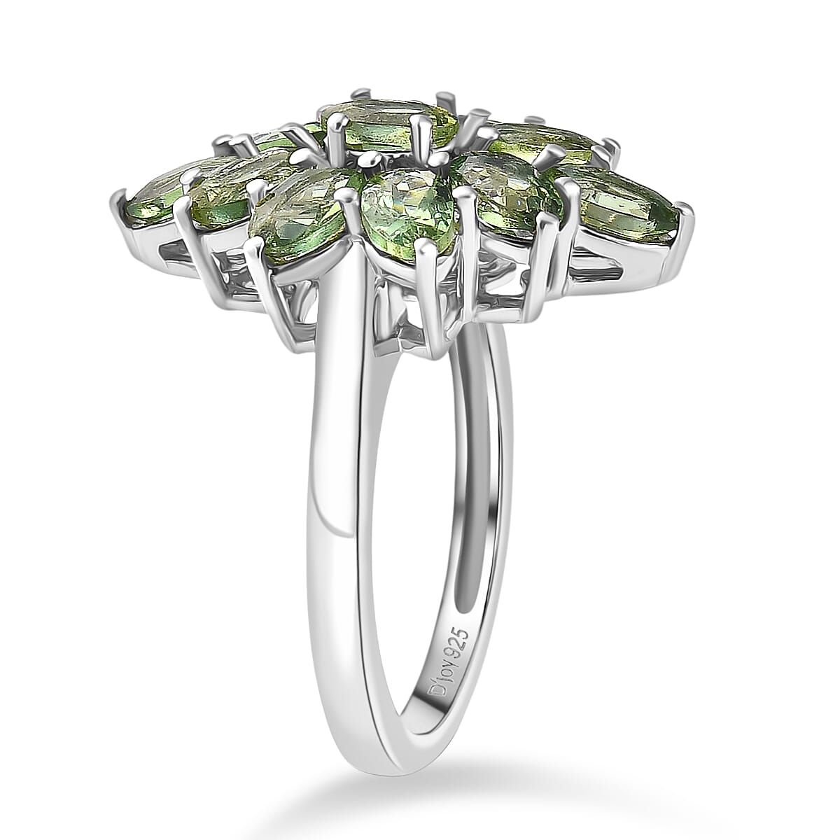 D'Joy Natural Tanzanian Green Apatite Ring in Platinum Overlay Sterling Silver 2.82 Ct. 8288482 4
