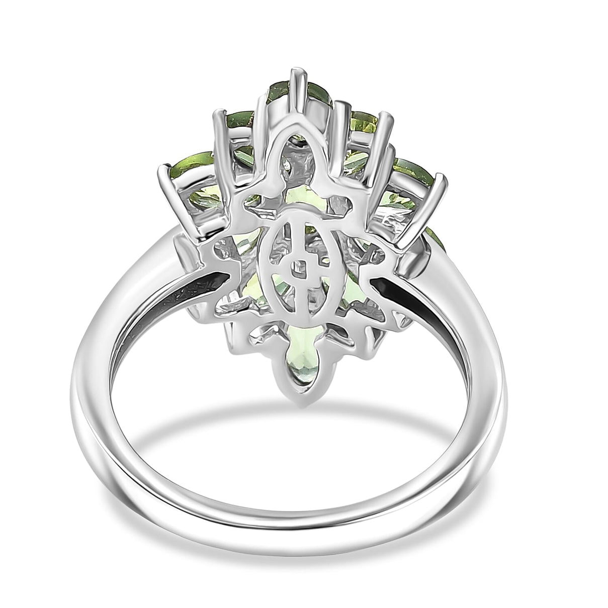 D'Joy Natural Tanzanian Green Apatite Ring in Platinum Overlay Sterling Silver 2.82 Ct. 8288482 5
