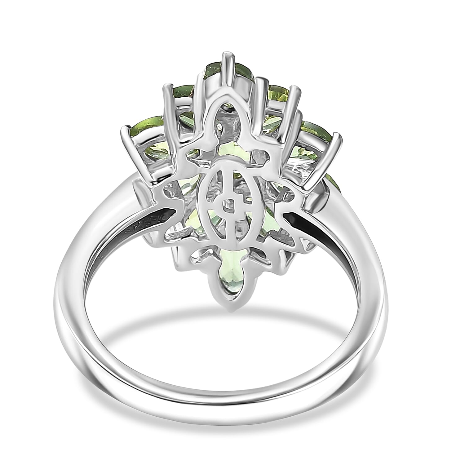 D'Joy Natural Tanzanian Green Apatite Ring in Platinum Overlay Sterling Silver 2.82 Ct. 8288482 5