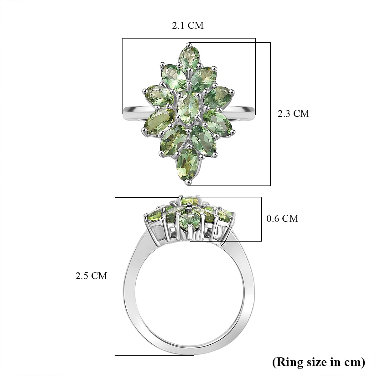 D'Joy Natural Tanzanian Green Apatite Ring in Platinum Overlay Sterling Silver 2.82 Ct. 8288482 6