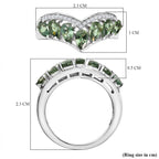 D'Joy Natural Green Apatite & White Zircon Half Eternity Band Ring in Platinum Overlay Sterling Silver 1.85 Ct.