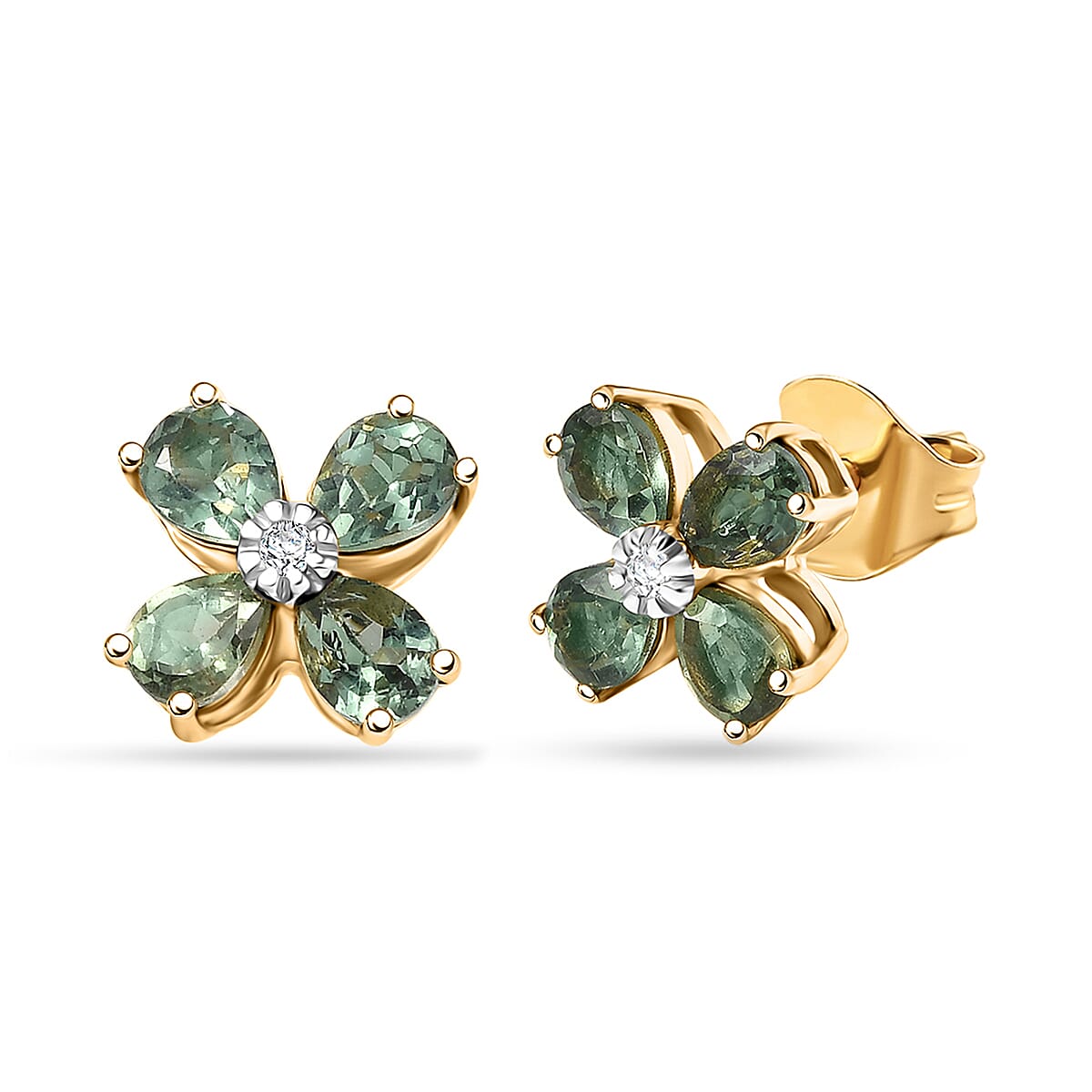 D'Joy Green Apatite, White Zircon Living Creature Earring in 18K YG VermeilSterling Silver  1.436  Ct. 8288401 0