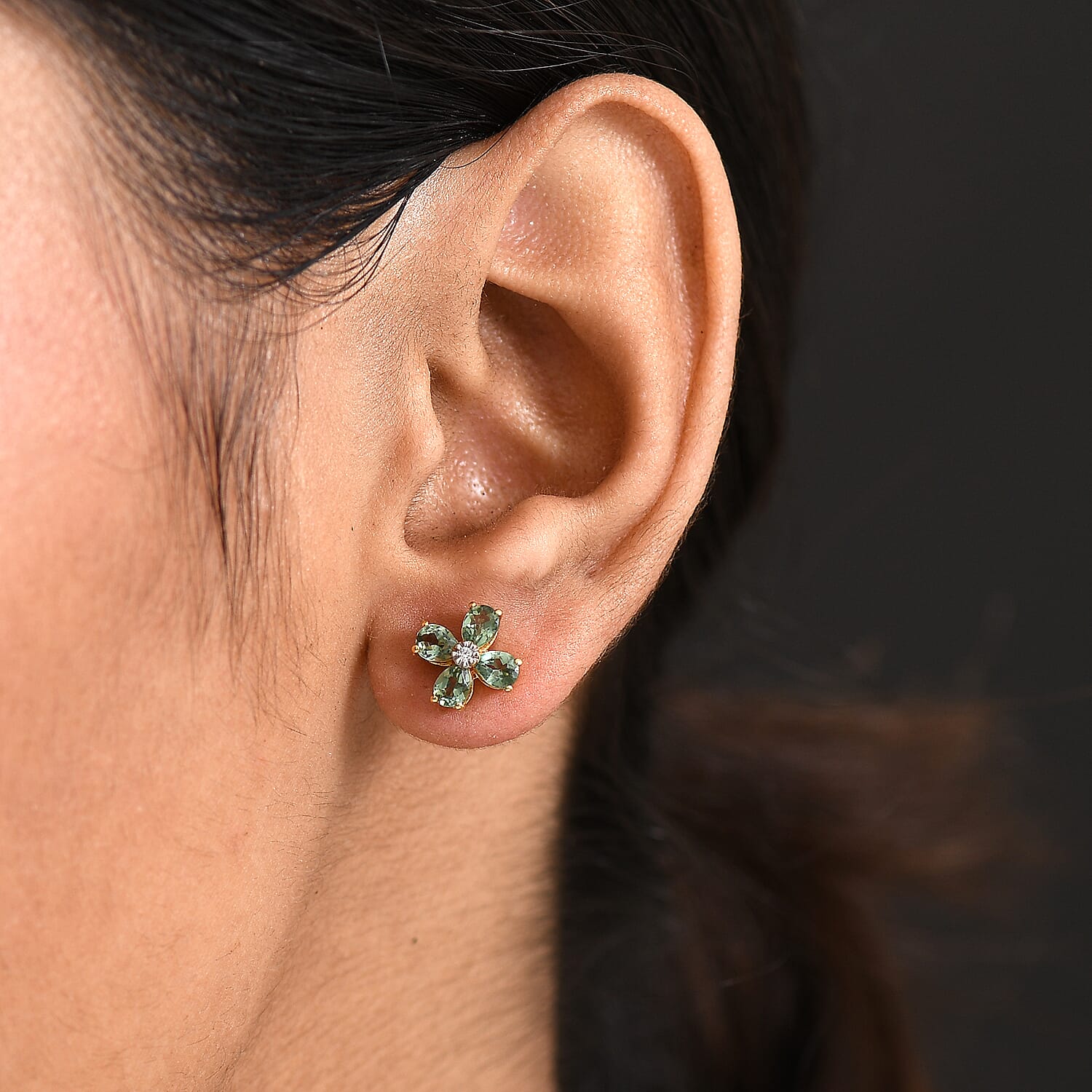 D'Joy Green Apatite, White Zircon Living Creature Earring in 18K YG VermeilSterling Silver  1.436  Ct. 8288401 3