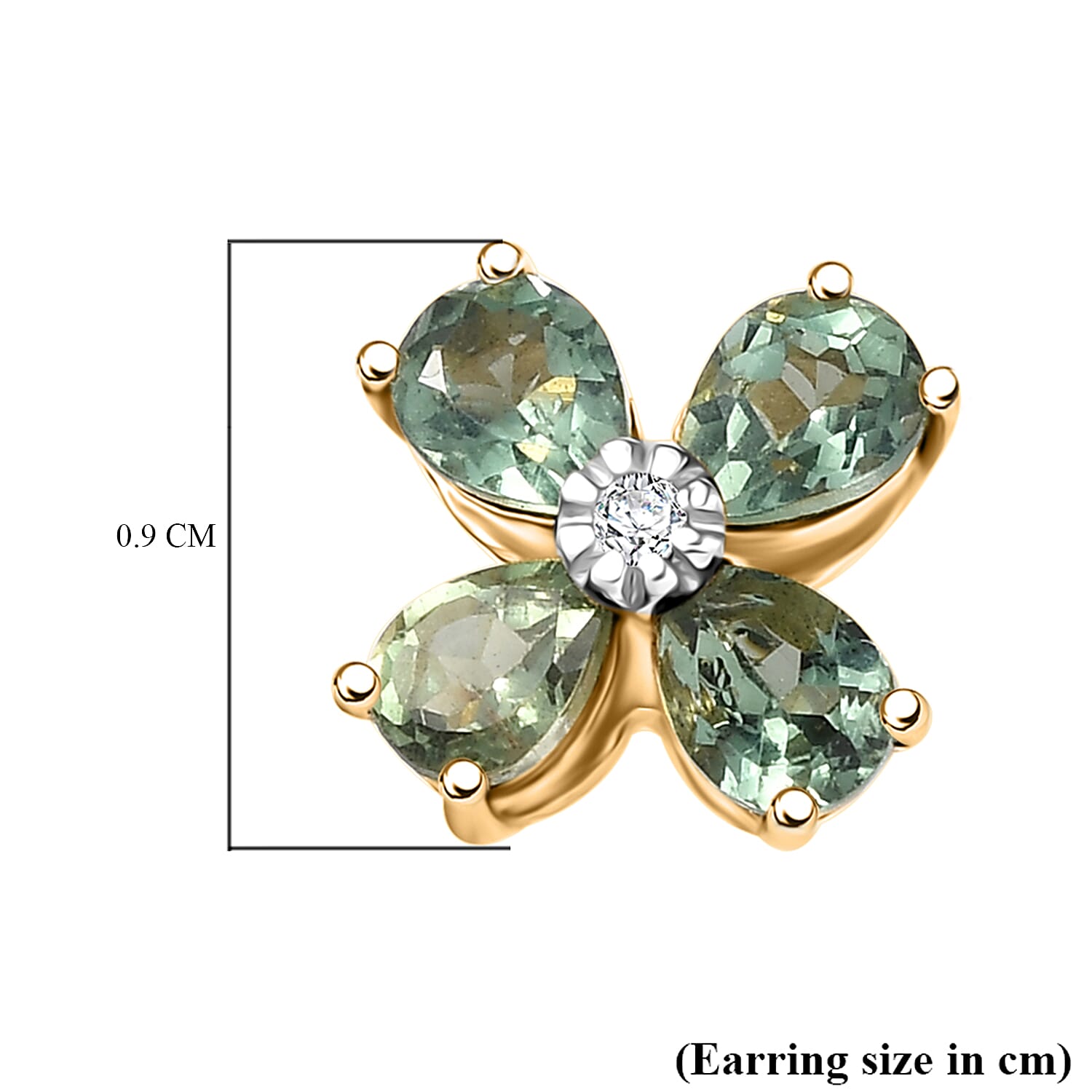 D'Joy Green Apatite, White Zircon Living Creature Earring in 18K YG VermeilSterling Silver  1.436  Ct. 8288401 5